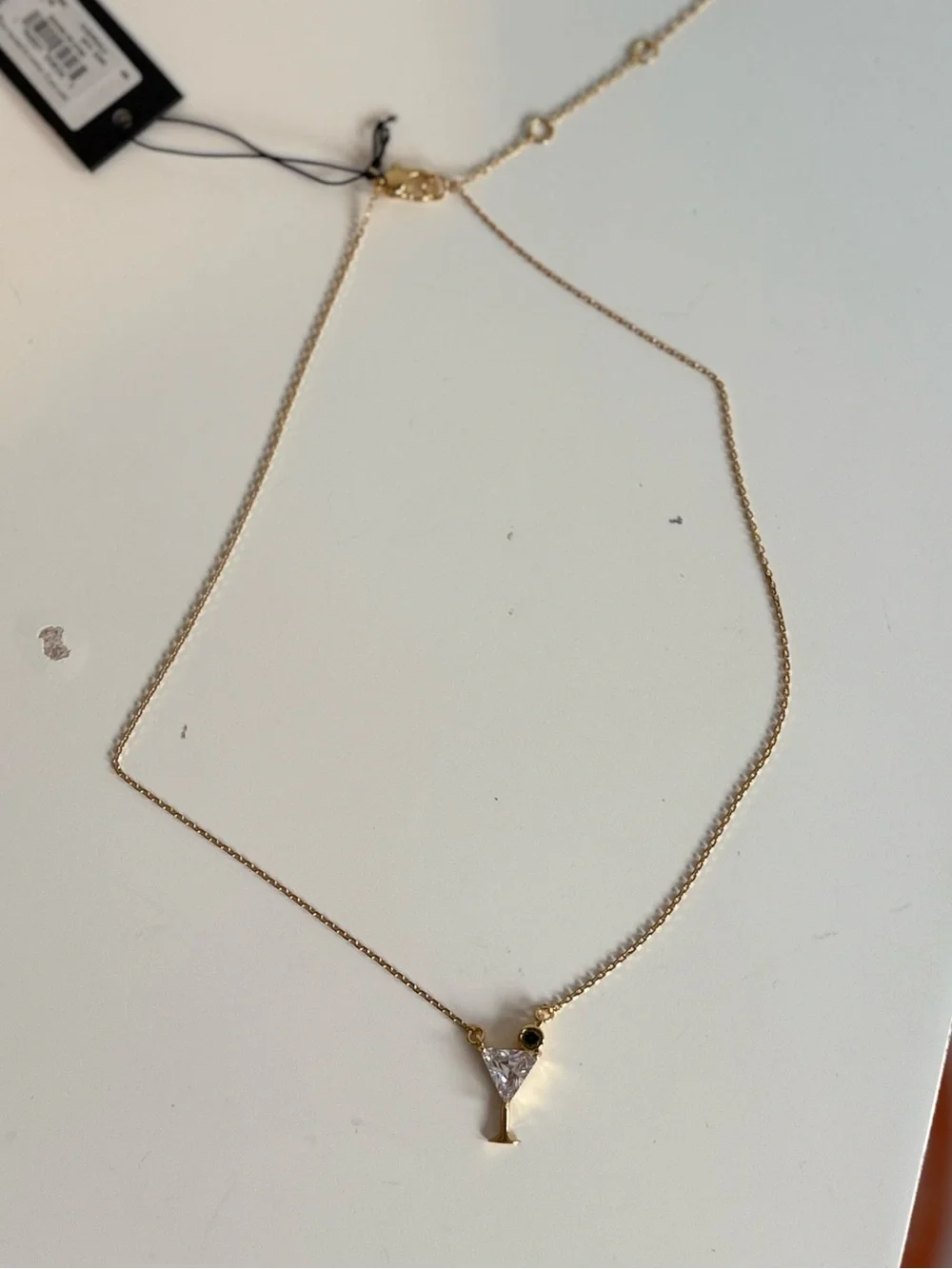 kate spade Gold Martini Glass Pendant Necklace with Crystal Accent